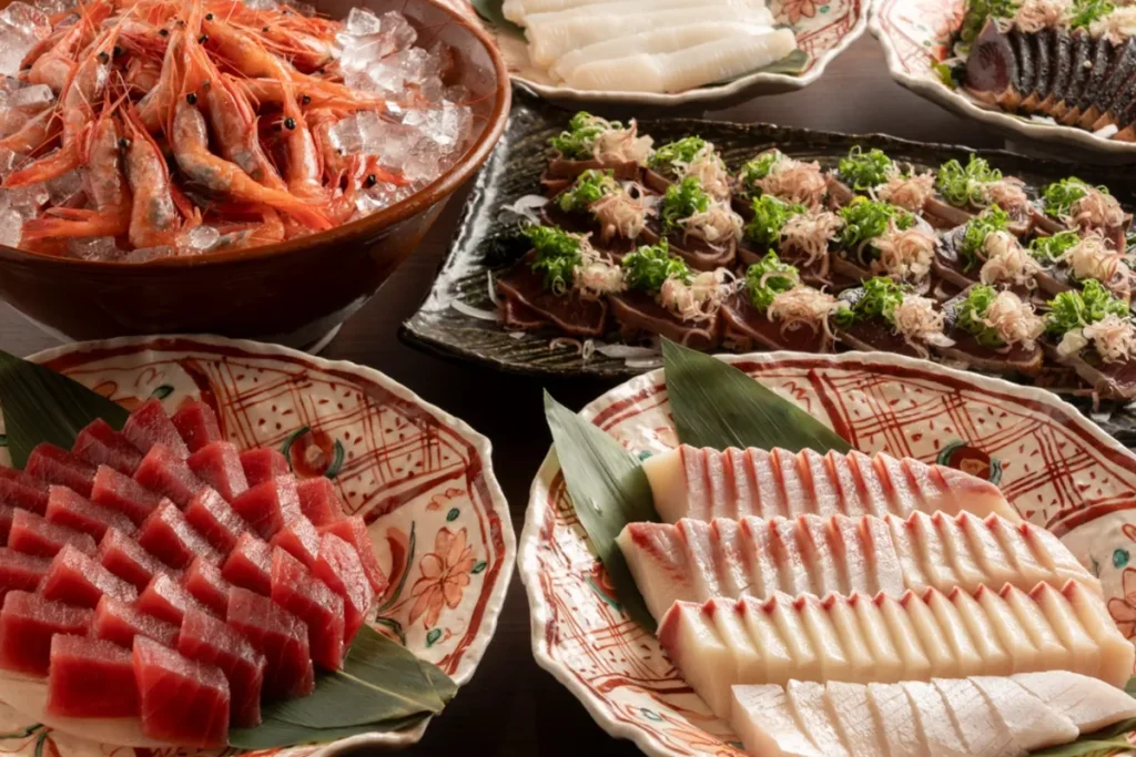 深山桜庵別館のバイキング形式の食事（夕食）