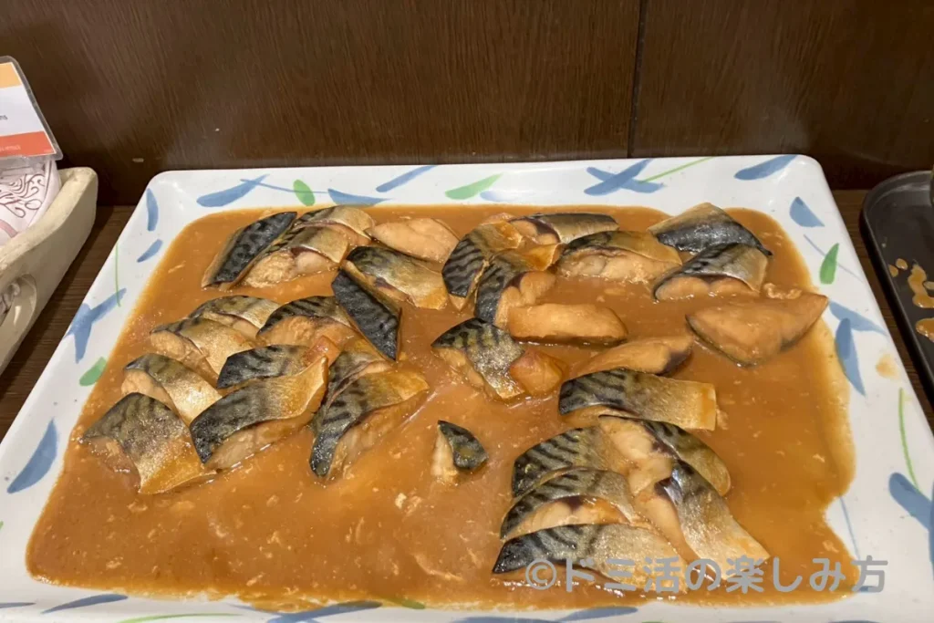 ホテル ルートインの朝食バイキングの鯖味噌煮