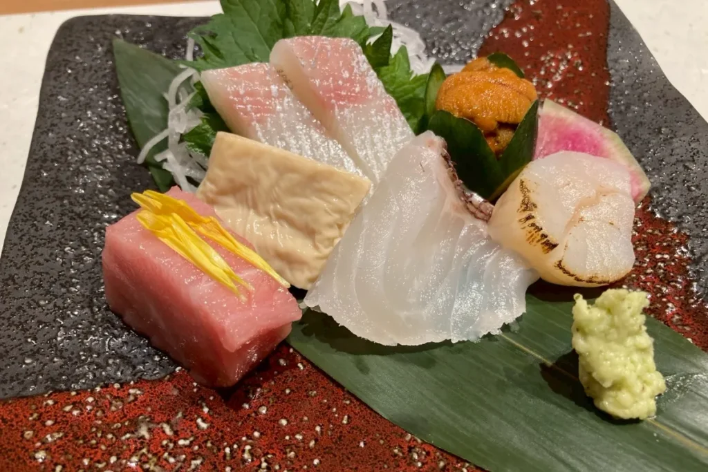 京都 梅小路 花伝抄の夕食で食べたお刺身