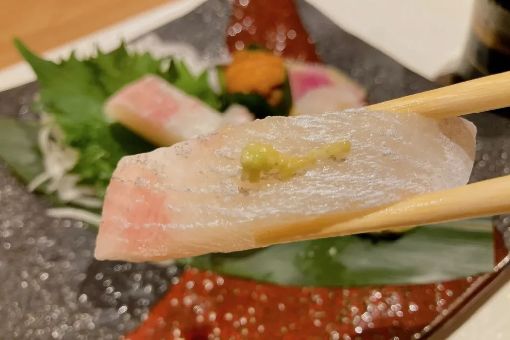京都 梅小路 花伝抄の夕食の鯛のお刺身