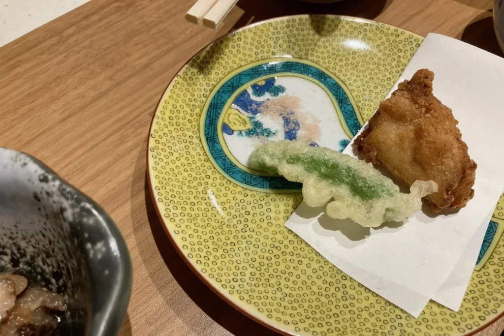 京都 梅小路 花伝抄の夕食の河豚(ふぐ)のから揚げ