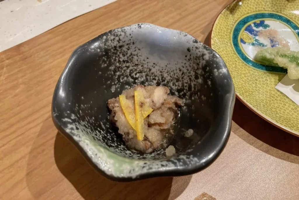 京都 梅小路 花伝抄の夕食のナマコのみぞれ和え