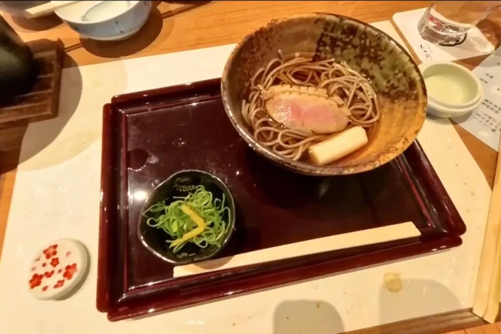京都 梅小路 花伝抄の夕食の鴨蕎麦