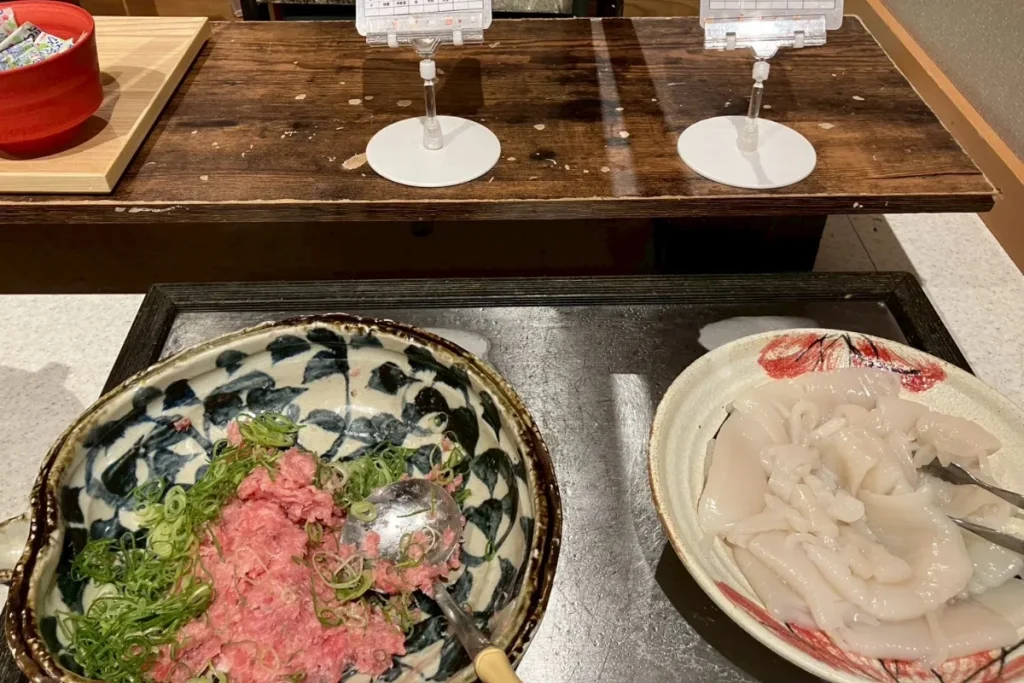 京都 梅小路 花伝抄の朝食バイキングで食べた鮪のすきみ