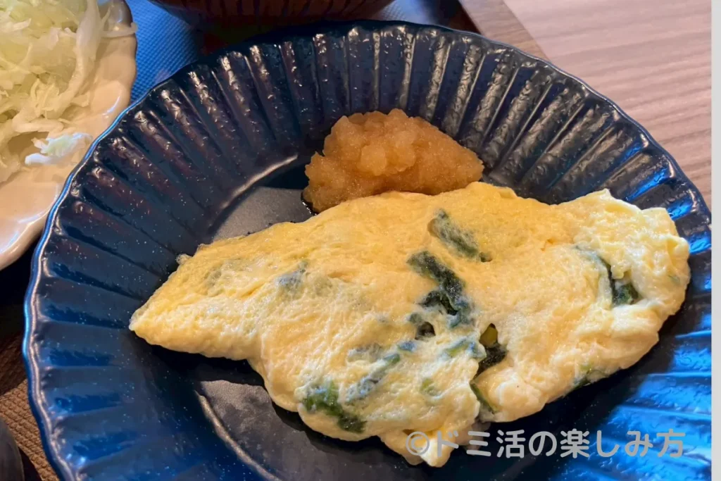 ドーミーイン四日市の朝食バイキングで食べたあおさの和風オムレツ