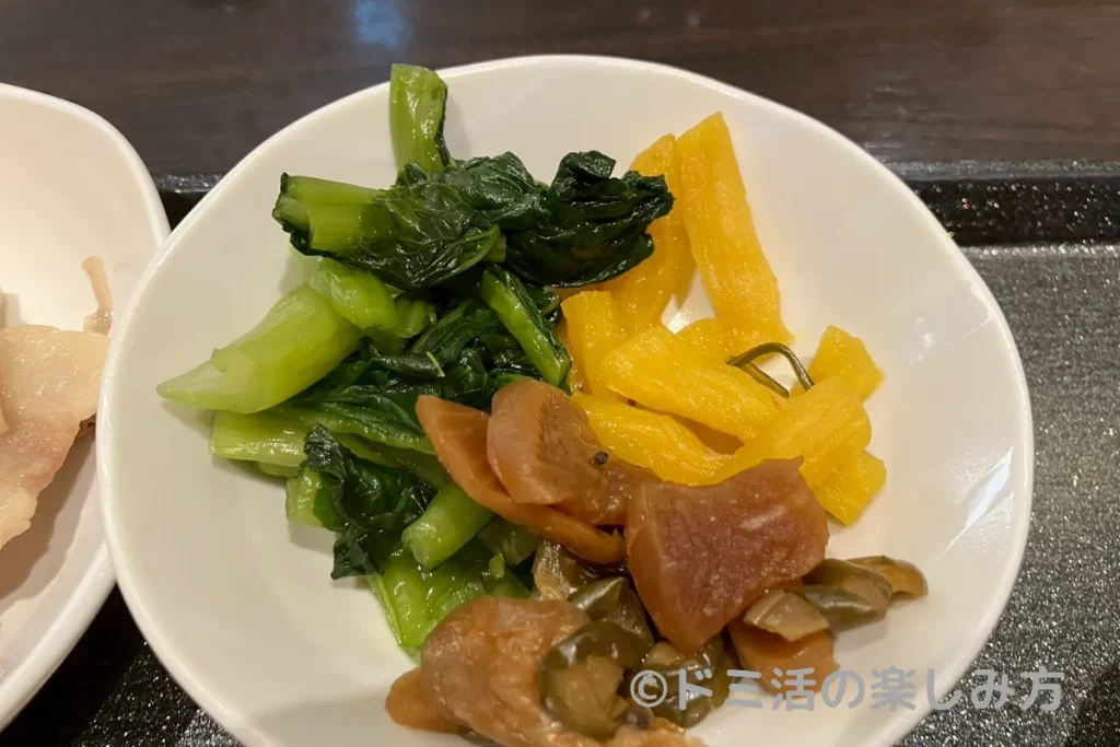 ドーミーイン長野の朝食で食べた漬物