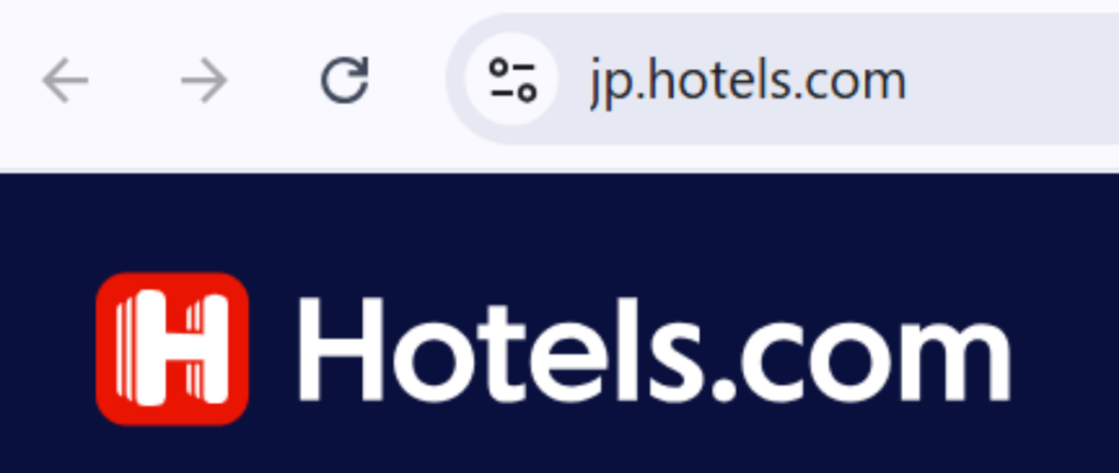 ホテルズドットコム（公式サイト）のURL部分のスクリーンショット