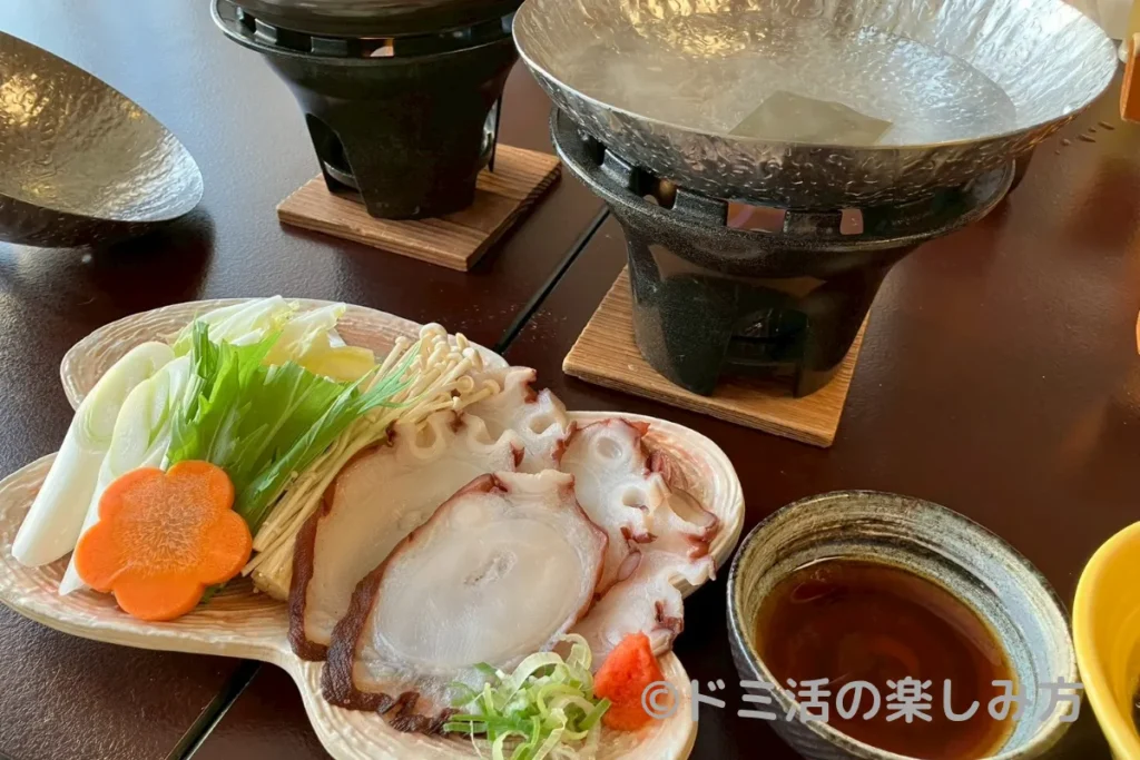 大海老の夕食で食べたたこしゃぶ