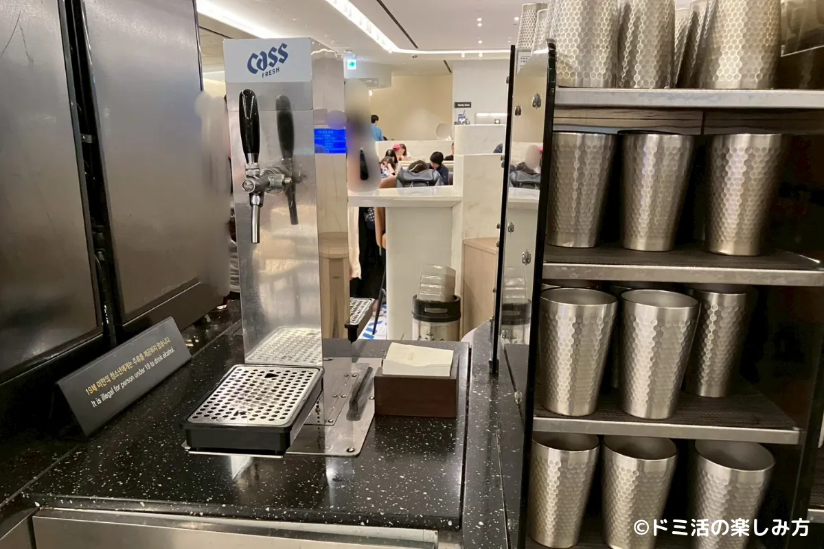 仁川国際空港T2のMatina Lounge（マティーナラウンジ）のビールサーバーの写真