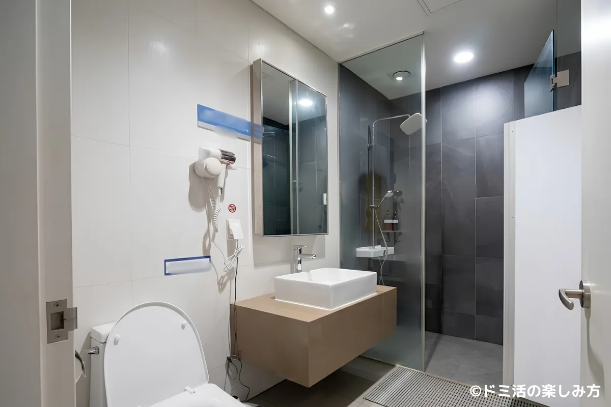仁川国際空港T2のSKY HUB LOUNGE（スカイハブラウンジ）のシャワーエリアの写真