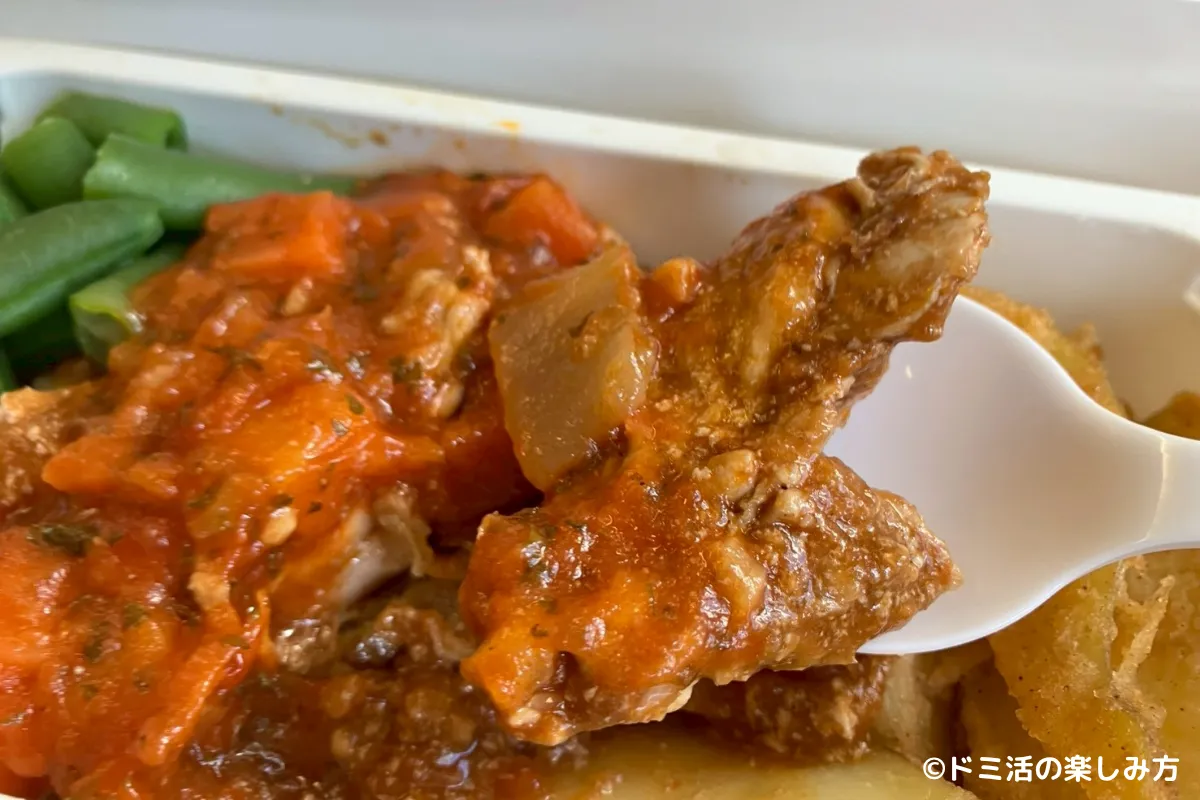 アシアナ航空で食べた機内食のチキンシチューの写真