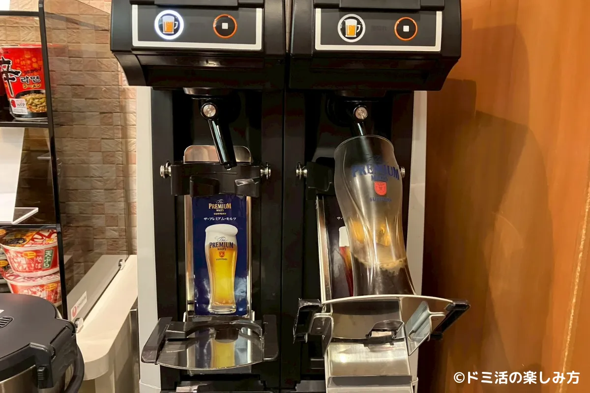 中部国際空港のKALラウンジの軽食コーナーにあるビールサーバーの写真