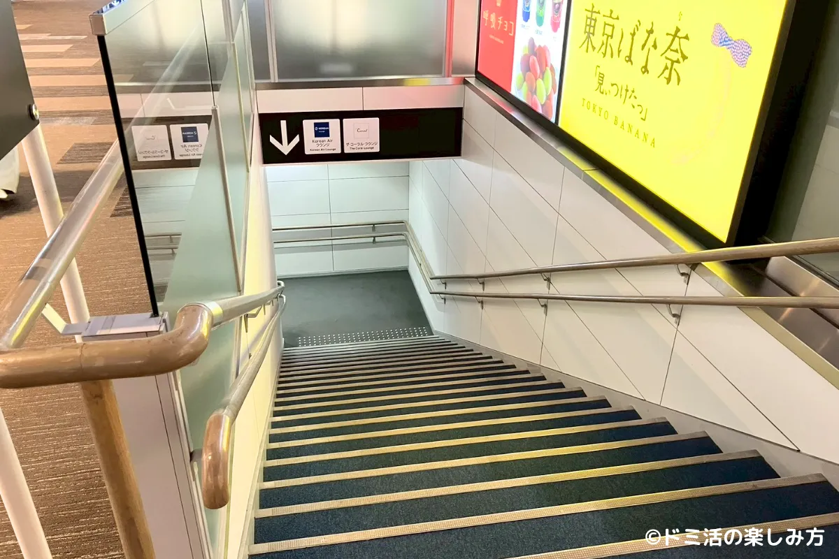 中部国際空港のKALラウンジに行くための階段