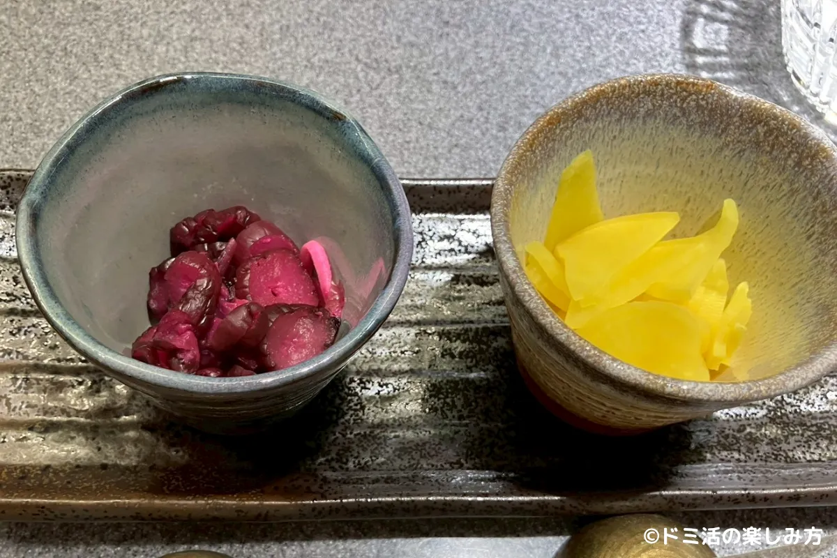 セントレアのコーラルラウンジ楓の漬物の写真①